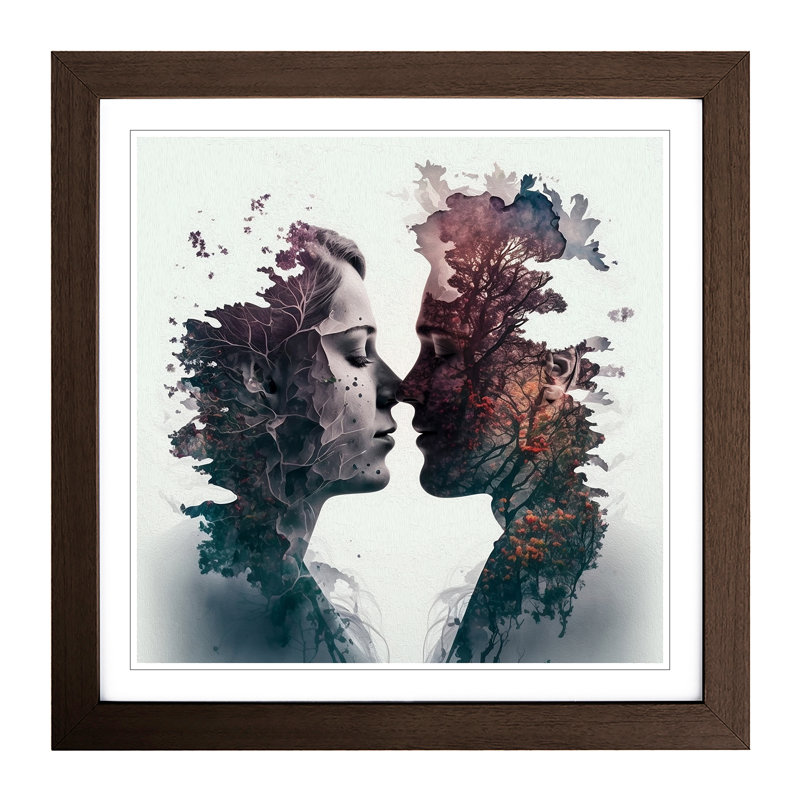 Lovers Double Exposure No.1 - Framed Print, Walnut