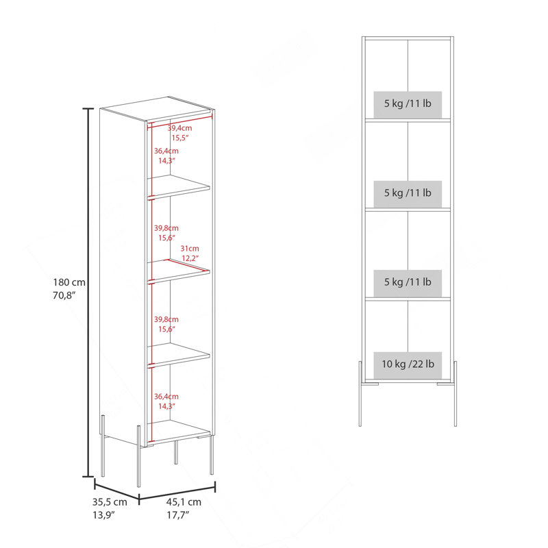 Hagi 71" Tall  Four-Tier Shelf One-Door Linen Shaker Cabinet