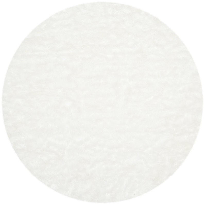Solid Colour Faux Fur Area Rug, Round 122 cm