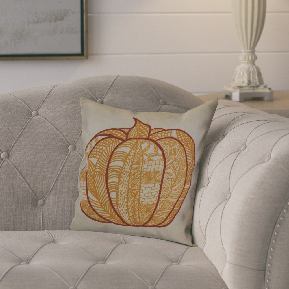 Flipping for Fall Pumpkin Patch Geometric Square Pillow Cover and Insert e by design 