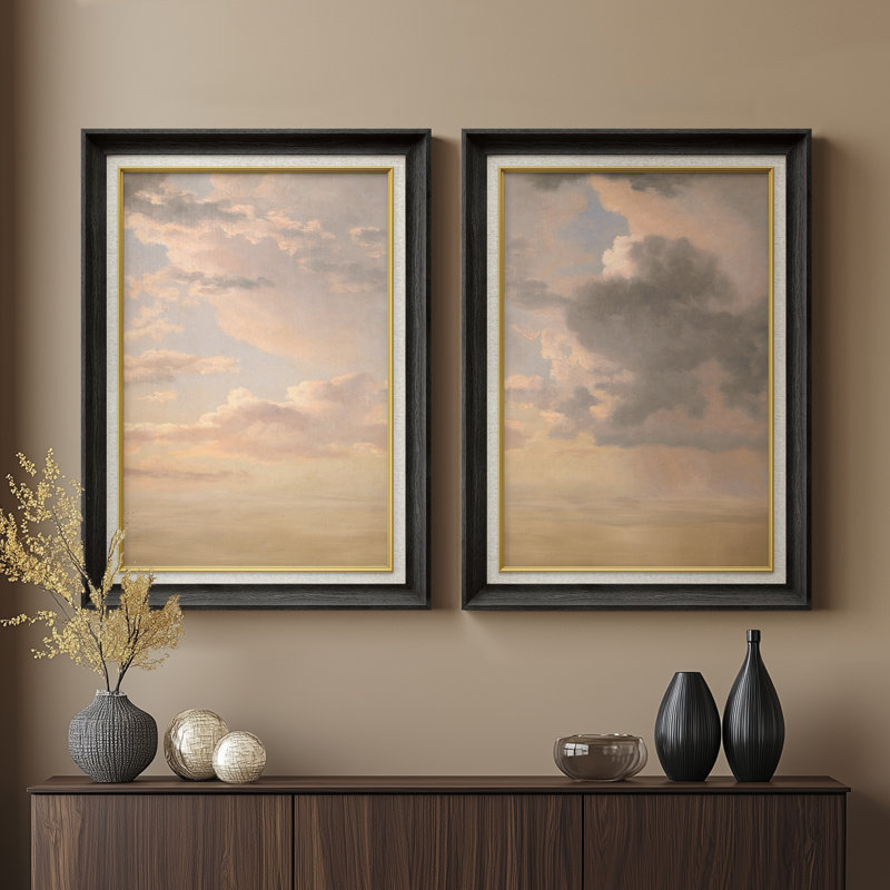 Ensemble de 2 œuvres d'art encadrées de qualité supérieure sur toile de qualité supérieure avec cadre de 26 po x 36 po, Noir