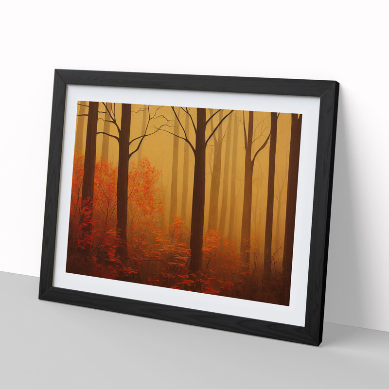 Delightful Autumn Forest - Single Picture Frame Painting, Black, 46cm H x 64cm W x 2cm D