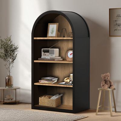 Arched Small Bookcase 4-Tier Black Arched Bookshelf