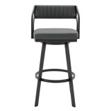 Atiksh Modern Swivel Counter or Bar Height Bar Stool with Footrest in Faux Leather and Metal