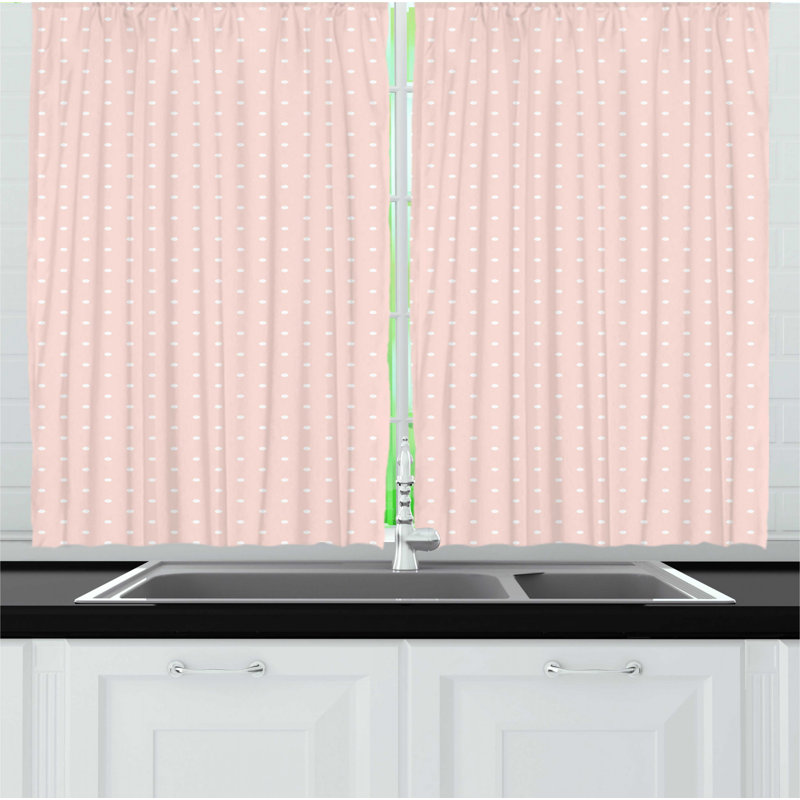 Polka Dots Ruffled Kitchen Curtain