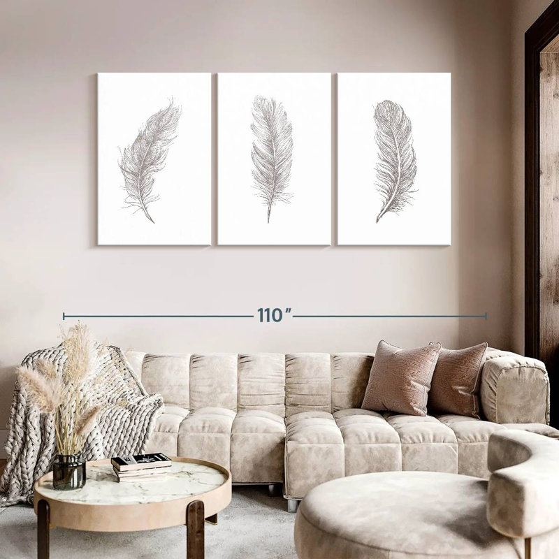 «Simple Feathers», reproduction sur toile, H 45 po x l 92 po