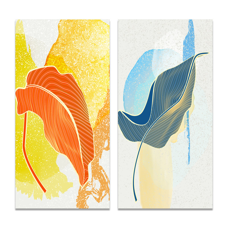 «Trendy Abstracts with Colorful Shapes I», ensemble de 2 peintures, Toile tendue, H 20 po x l 24 po x P 1 po