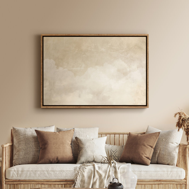 Art mural encadré sur toile - Forme abstraite de nuage neutre neutre dans des tons de beige chaud - 16 po x 24 po, 24 po x 36 po