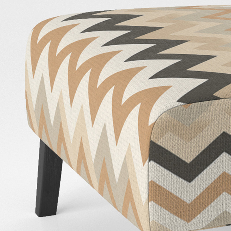 Geometric Harmony Chevron Pattern - Upholstered Abstract Accent Chair and Arm Chair, Beige/White Polyester Blend