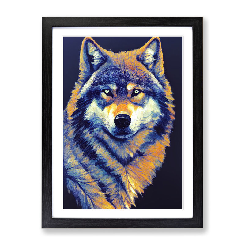 FRM-V0523-2921X Wolf Portrait Vol.1 - Single Picture Frame Print, Black, 64cm H x 46cm W x 2cm D