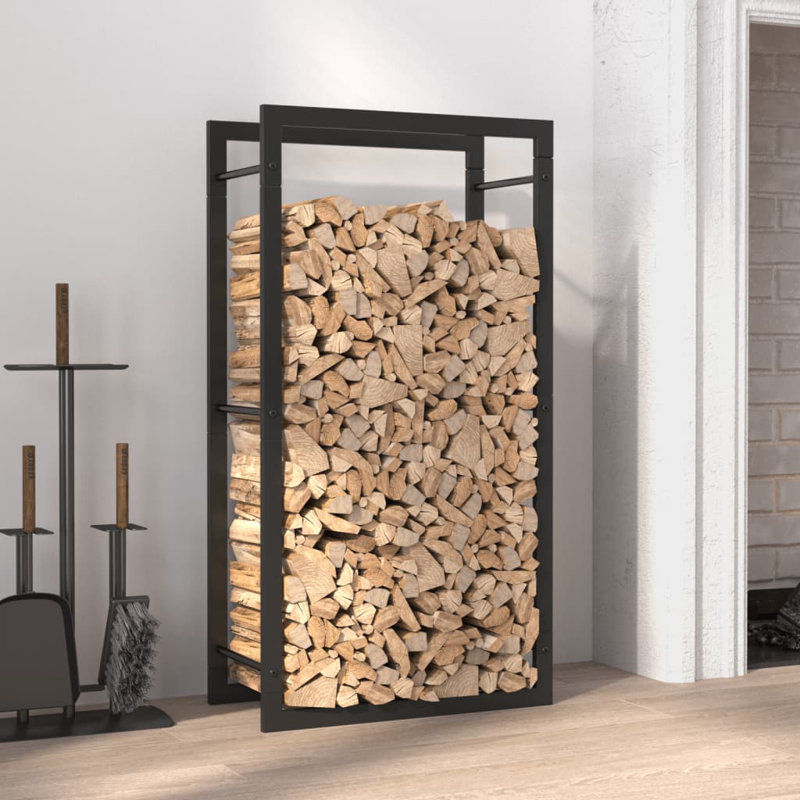 Support à bois de chauffage rouge mat 19,7 po x 11 po x 37 po Red Barrel Studio®