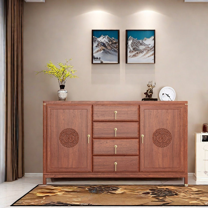 Buffet en bois massif de style chinois, Rouge