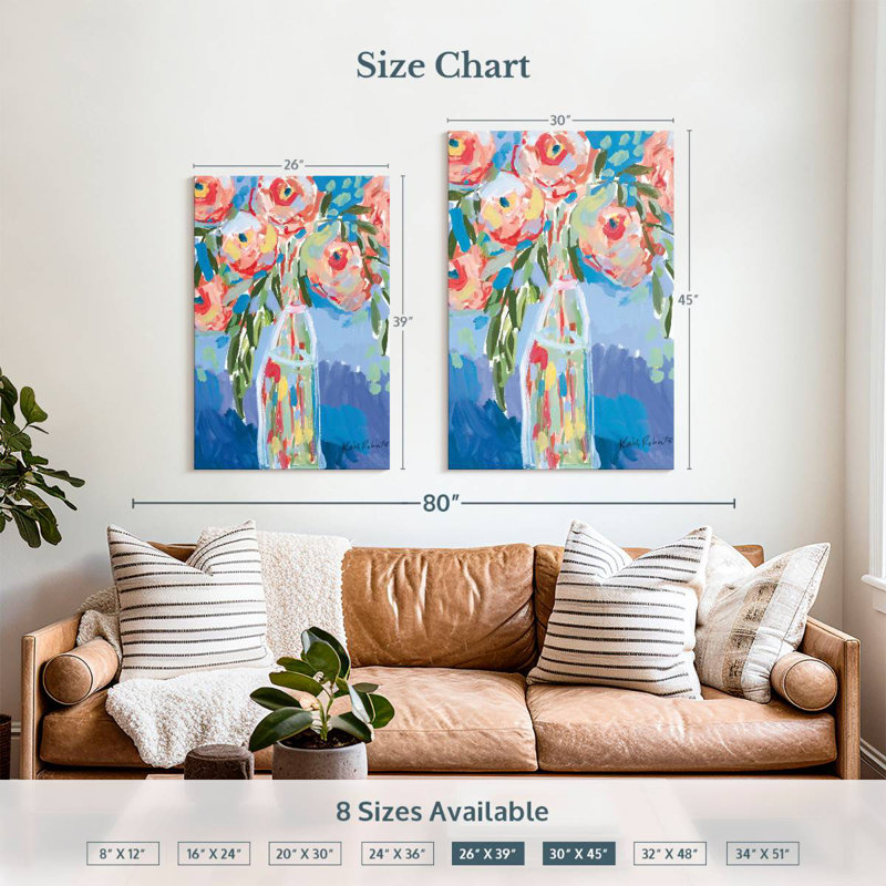 Avery Watermelon Blooms, 39" H x 26" W