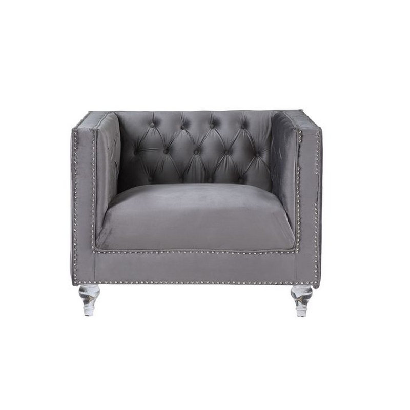Chaise HeiberoII, Velours gris velours