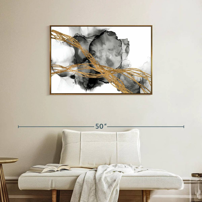 Matrice ondulée I, Cadre flottant doré, 37 po x 25 po