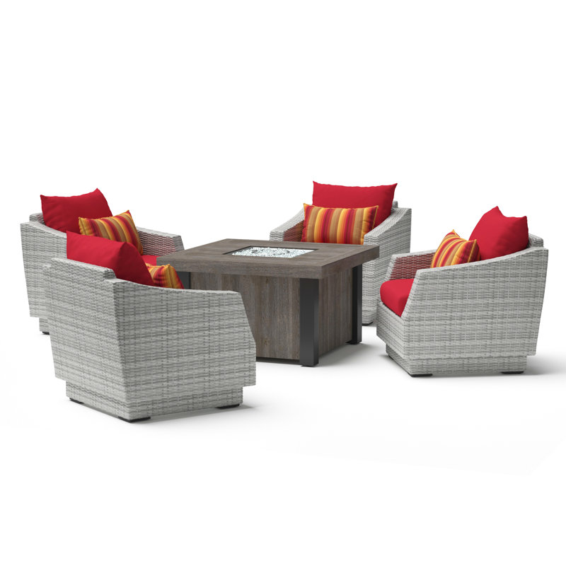 Cannes™ Outdoor 5 - Piece Conversation Set, Canvas Jockey Red Sunbrella® Canvas
