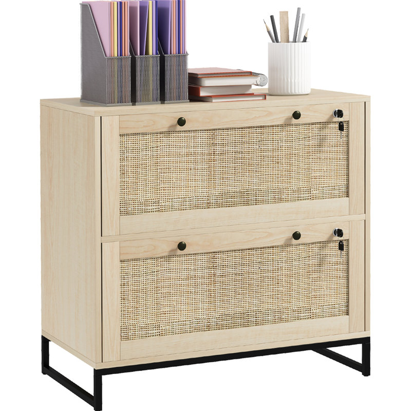 Contenant de tiroir - Boîte de rangement verrouillable 2 tiroirs, barre de suspension réglable pour divers papiers