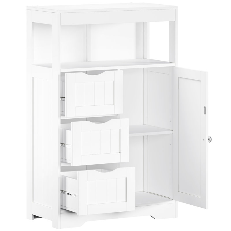 Goldean 34'' H X 22'' W X 11'' D Freestanding Bathroom Cabinet With Adjustable Shelf, White