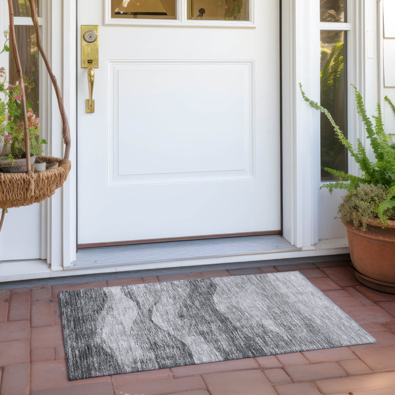 Machine Washable Indoor/Outdoor Chantille ACN1141 Gray Rug, Rectangle 1'8" x 2'6"