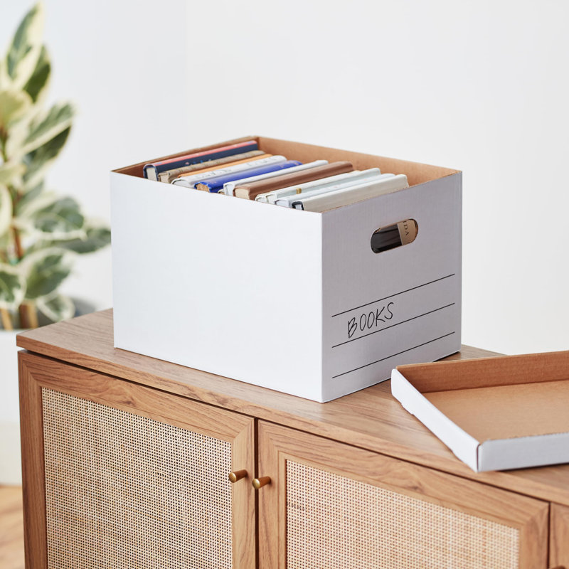 Basic Storage File Boxes With Lid And Handle, Legal/Letter Size, Basic, 20-Pack, White, 16.2"L X 12.5"W X 10.5"H