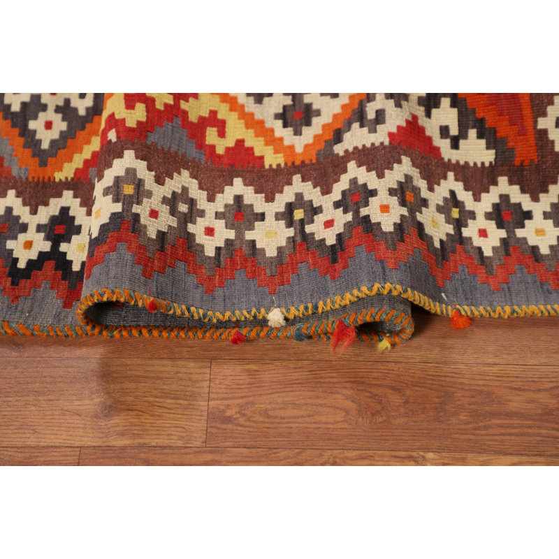 Tapis kilim à tissage plat à teinture végétale 4 x 7