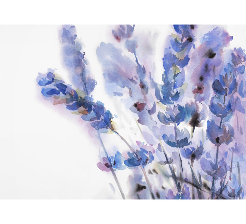 Aquarelle sur toile de fleurs de lavande | Décor de bureau pour la maison