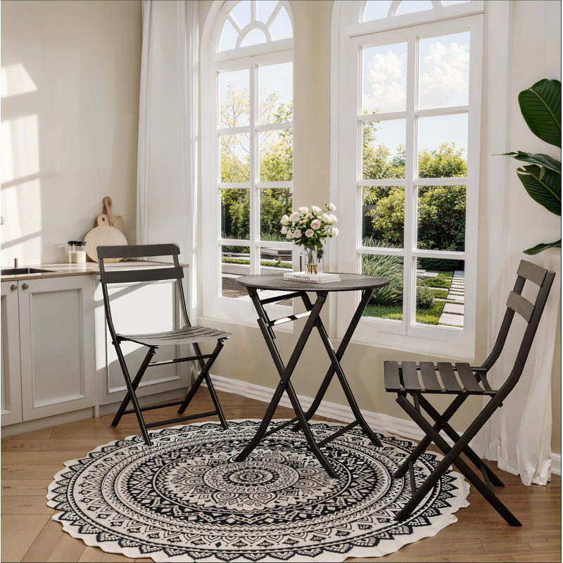 Ensemble de bistro 3 pièces pliable, ensemble de mobilier de patio pliable avec cadre de qualité supérieure, ensemble bistro et chaises d'extérieur
