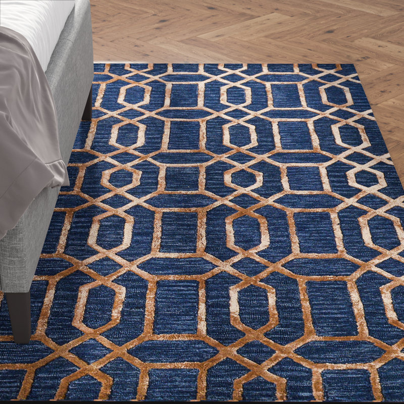 Vegas Geometric Wool Hand Woven Area Rug, Rectangle 153 x 244cm