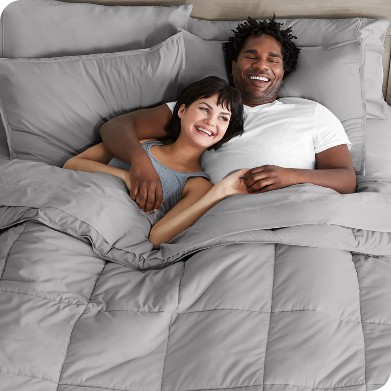 Microfiber Bed-In-A-Bag, Light Gray/Light Gray, Full Comforter + 6 Additional Pieces