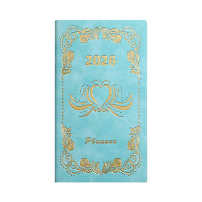 Cahier de notes 8 couleurs 2026 rétro feuille d'or cœur hebdomadaire planificateur mensuel suède couverture souple journal quotidien pour les écoles de bureau gestion des horaires