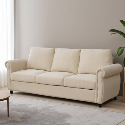 Canapé-lit, canapé-lit avec matelas, canapé-lit modulaire à 3 places de 81,5 po, canapé convertible en lin moderne, mobilier de salon pour petits espaces, appartement, studio