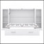 Lit escamotable double avec tablettes, tiroirs et ports USB, blanc
