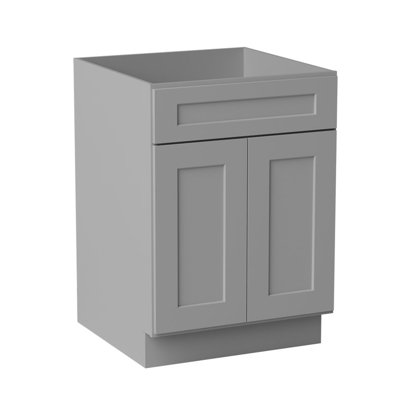 Armoire de cuisine en bois massif prêt à assembler Sinber, Gris, 24"