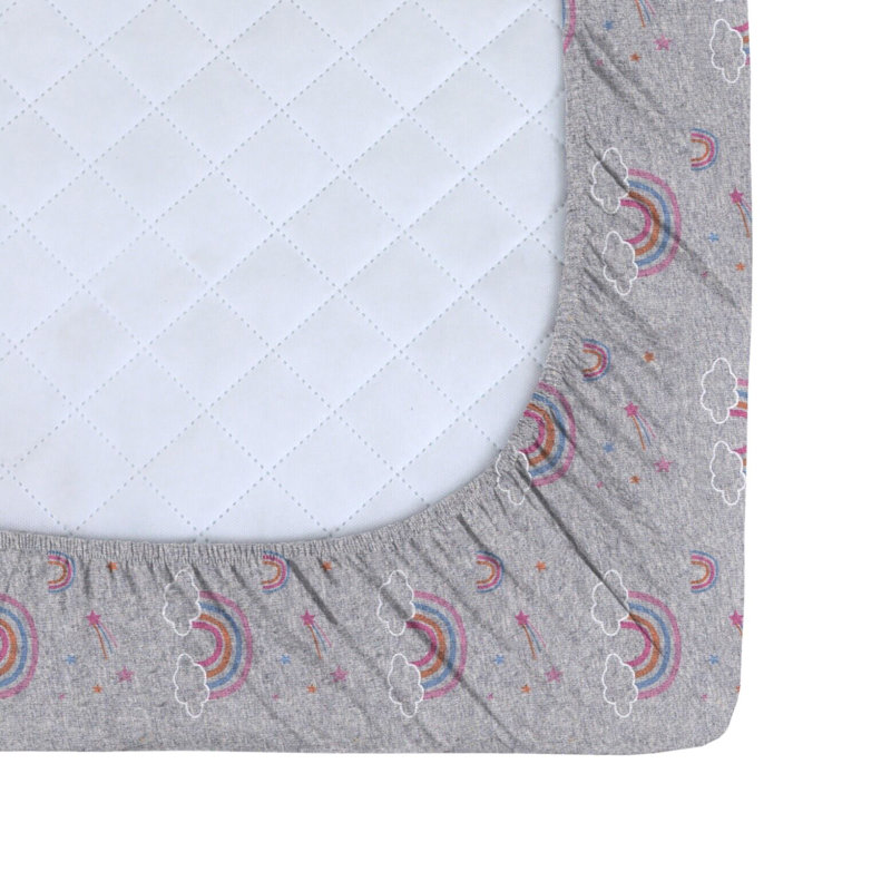 NightComfort 100% Jersey Cotton Knitted Rainbow Cot Bed Fitted Sheet Mattress Cover, 120 x 60 cm