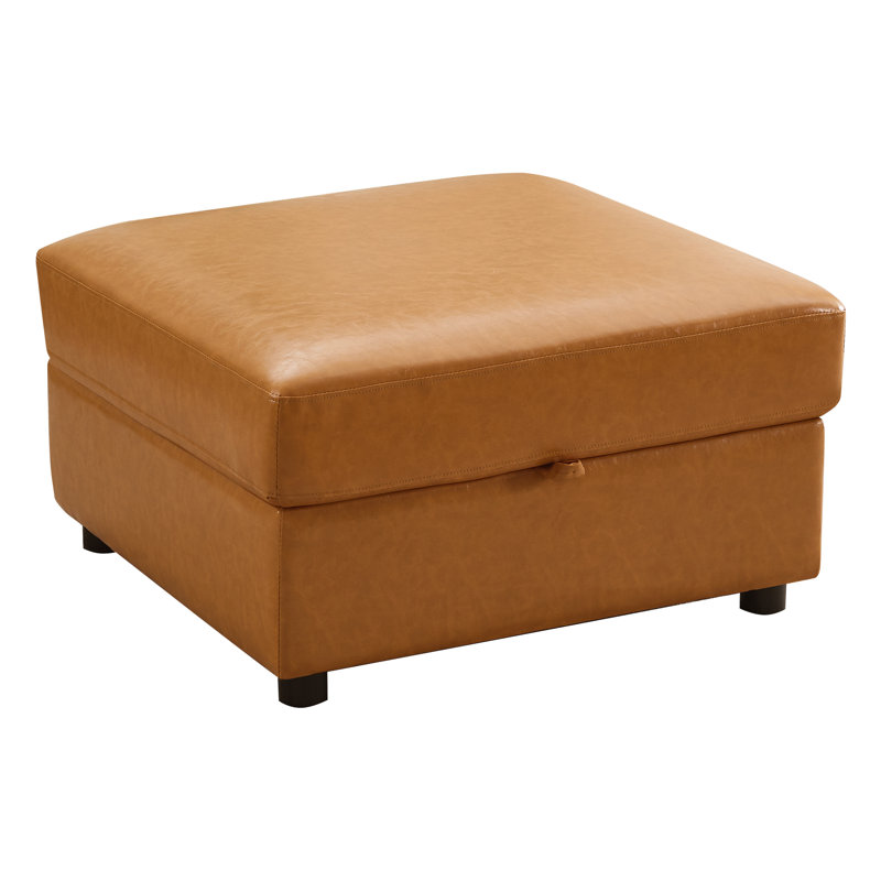Repose-pieds avec rangement en microfibre similicuir, Orange