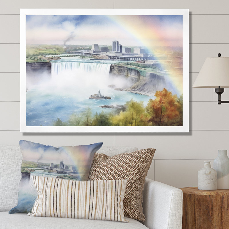 «Nigara Falls Dreams Waterfall I», reproduction sur toile, H 30 po x l 40 po x P 1,5 po, Cadre photo blanc