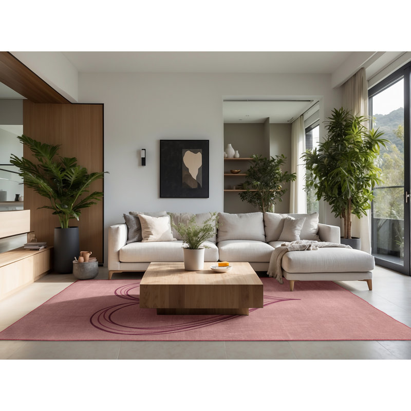 Soft Plush Felan Valentines Modern & Contemporary Abstract Area Rug in Brown – Rose Binding, 3x5