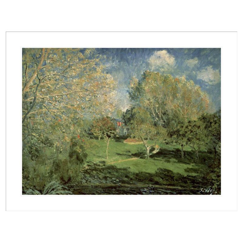«The Garden of Hoschede Family» par Alfred Sisley, impression giclée encadrée, H 32,62 po x l 41,5 po