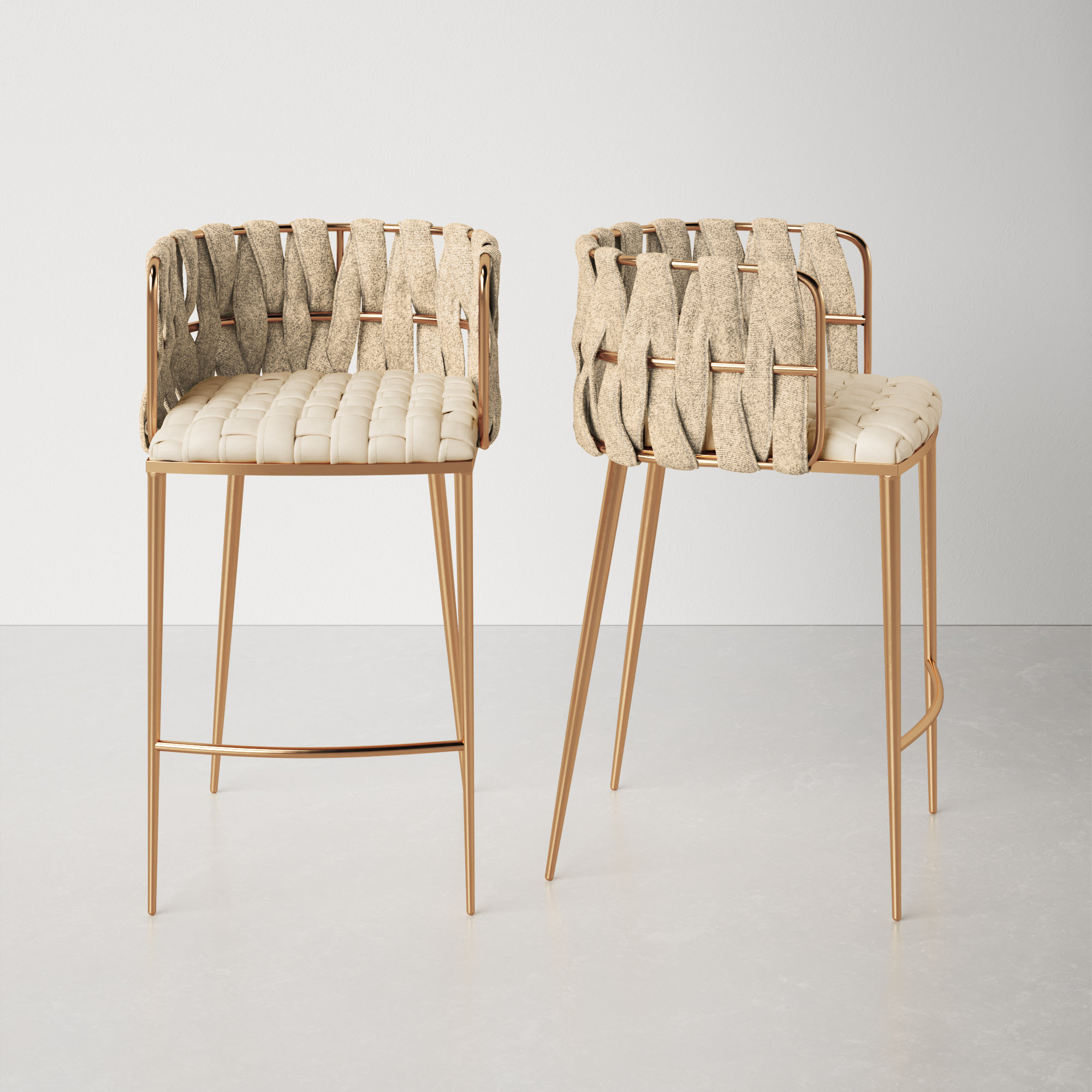 Tyrone 27" Counter Stool, Off White, Gold