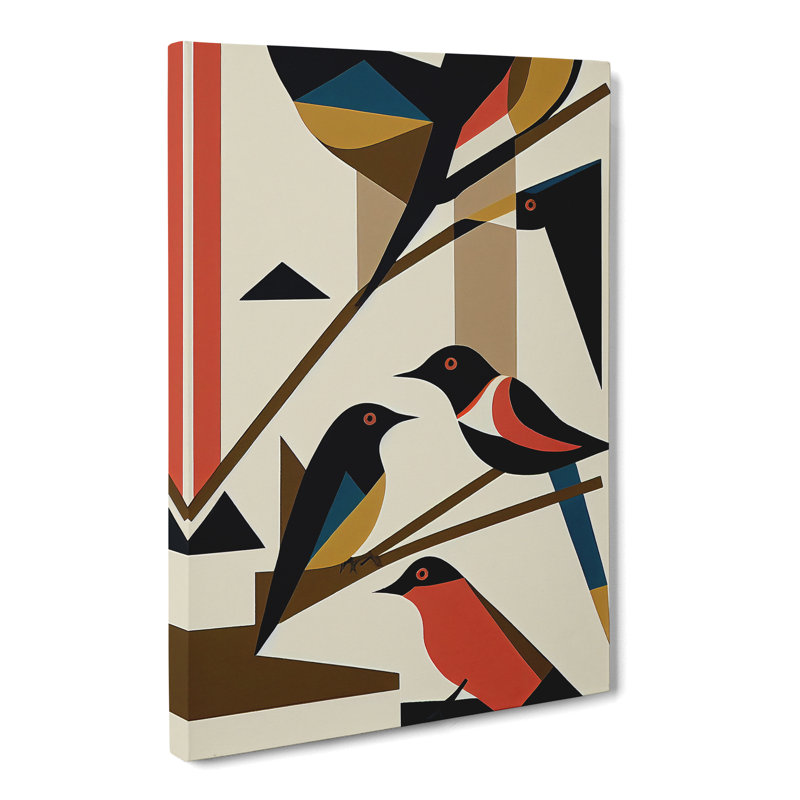 CAN-V0523-1474X Magpie Bird Bauhaus - Wrapped Canvas Print, 50cm H x 35cm W x 3cm D