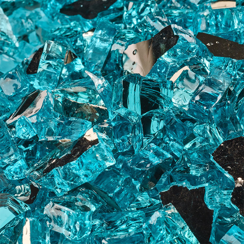 Tahitian Blue Reflective Fire Glass for Fire Pits and Fireplaces, 10 lbs