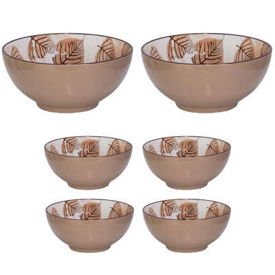 Mocha Feuille Salad & Sauce Bowl Set