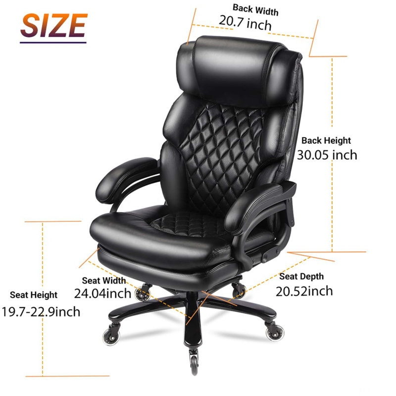 Fauteuil de bureau 500 lb, H 30,05 po, Black, Noir