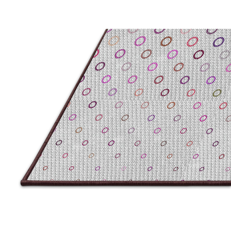 Tapis gris / rose à pois, Rectangle 5 pi x 7 pi