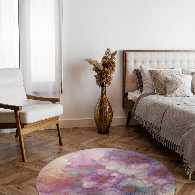 Tapis tressé violet, Rond 5 pi