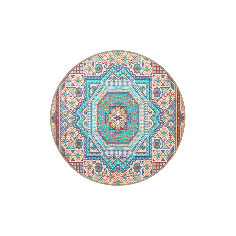 Multicolored Traditional Motif Ethnic Patterned Vintage Decorative Carpet, Rectangle 2'4" x 4'