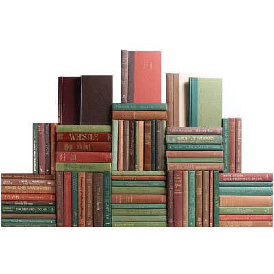 Decorative Books - Cabin Book Wall - Set of 75 Brown and Green Books