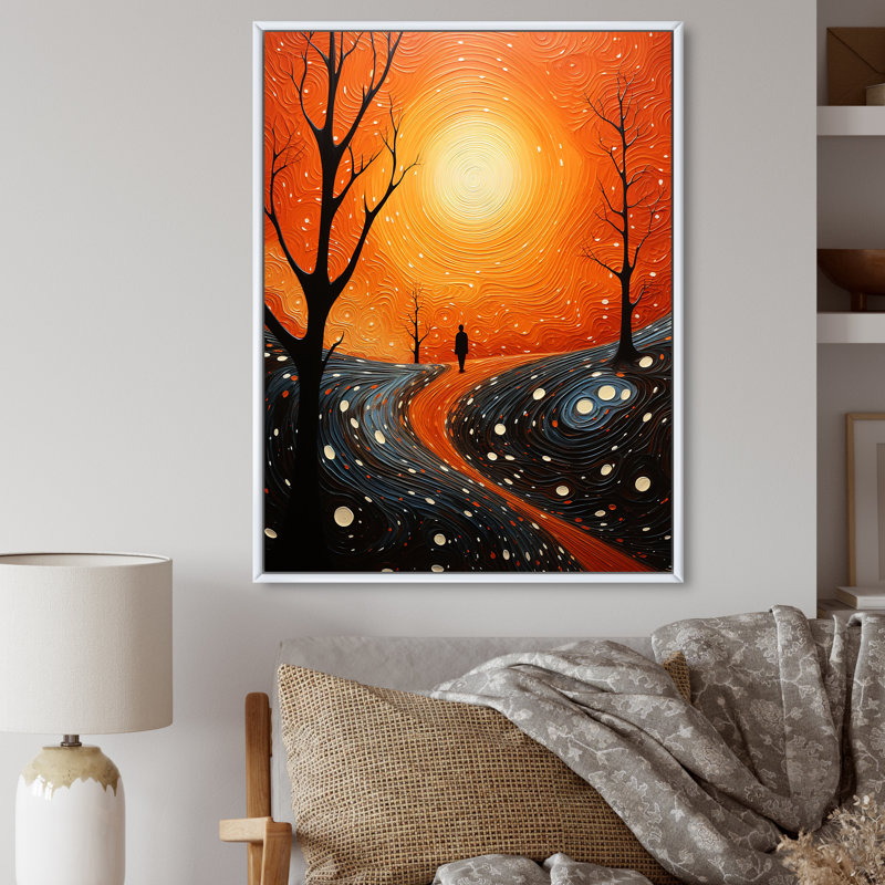 Orangeraie aérienne, pointillisme, salon, art mural, H 32 po x l 24 po x P 1 po, Cadre flottant blanc