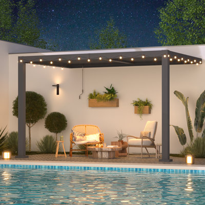 10x13 Ft Louvred Pergola 10x20, Lean to Pergola Wall Mount with Adjustable Roof, Aluminum Attached Louvred Pergola for Backyard, Patio, Porch, Weatherproof,  Black