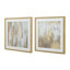 Ensemble d'art mural encadré doré et gris 20,8 x 20,8 x 1,2 po avec couvercle en verre, ensemble de 2